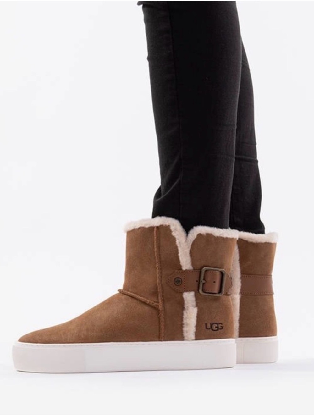 UGG Kids Brown Suede Shearling-Lined Slip-On Boots zise 6 women - Picture 8 of 8